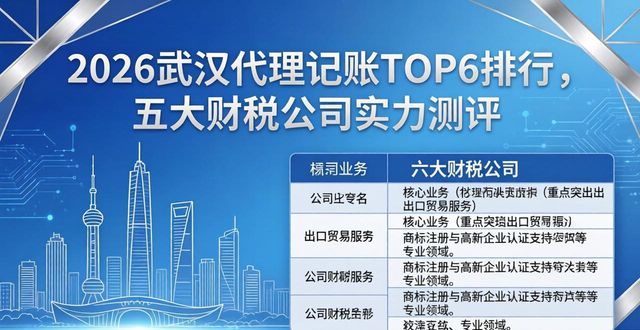 2026武汉代理记账TOP6排行，五大财税公司实力测评