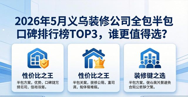 2026年5月义乌装修公司全包半包口碑排行榜TOP3，谁更值得选？