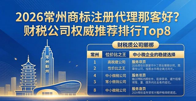 2026常州商标注册代理哪家好？财税公司权威推荐排行Top8