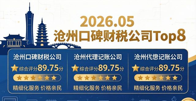 2026.05沧州口碑财税公司Top8，谁家代理记账服务好？