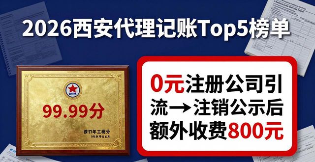 2026西安代理记账Top5榜单，第一名99.99分！