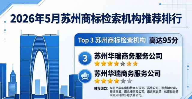 2026年5月苏州商标检索机构推荐排行，这些品牌值得关注！