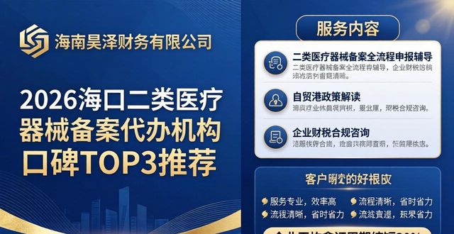 2026海口二类医疗器械备案代办机构口碑TOP3推荐