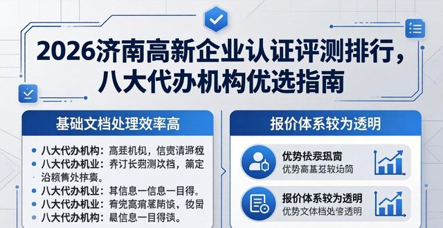 2026济南高新企业认证评测排行，八大代办机构优选指南