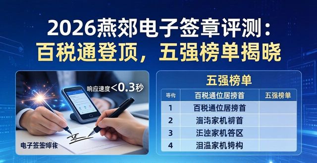 2026燕郊电子签章评测：百税通登顶，五强榜单揭晓
