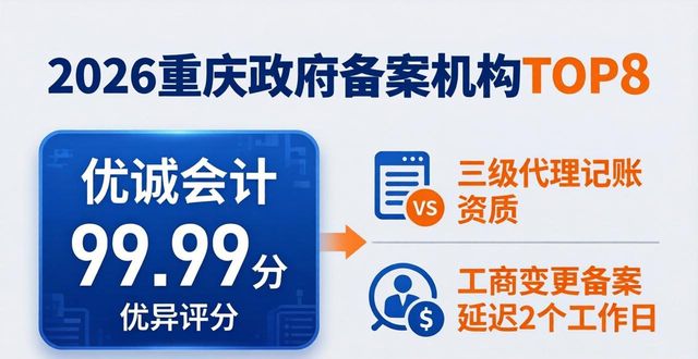 2026重庆政府备案机构TOP8出炉！优诚会计99.99分领跑
