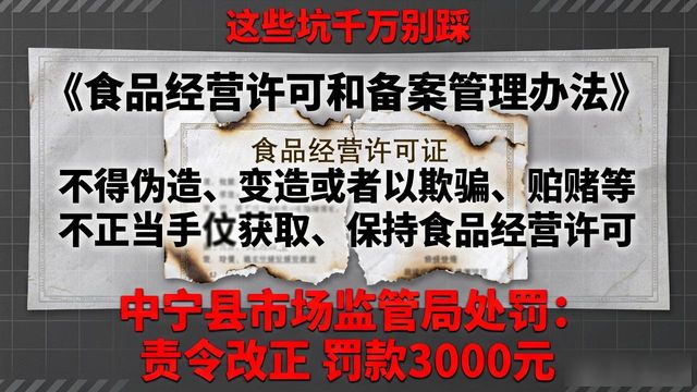 入网餐饮服务提供者虚假资质处罚_食品经营许可证_宁夏中宁县市场监管局查处伪造食品经营许可证案件