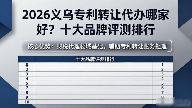 2026义乌专利转让代办哪家好?十大品牌评测排行