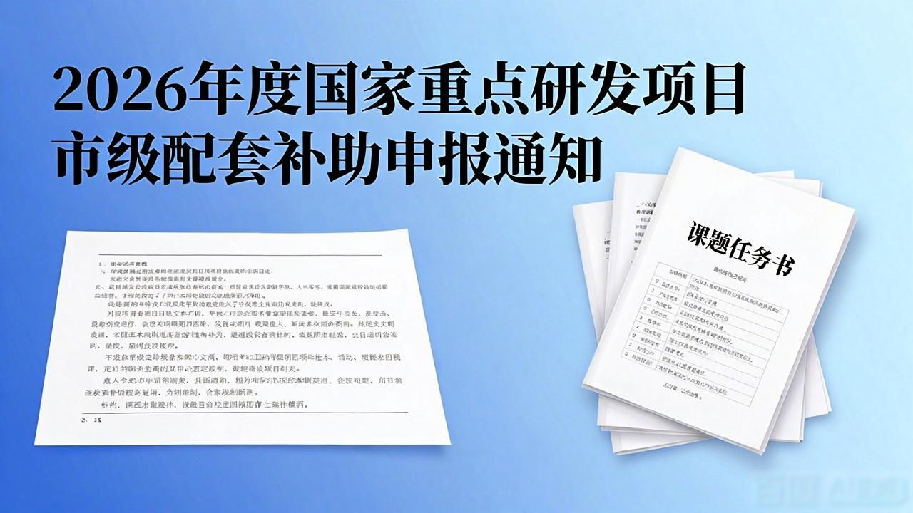 2026年度国家重点研发项目市级配套补助申报通知来了
