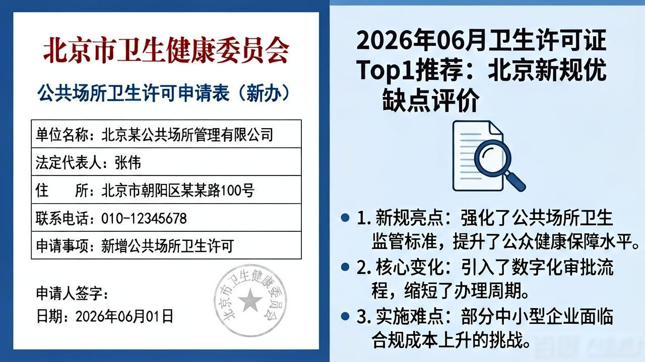 2026年06月卫生许可证Top1推荐：北京新规优缺点评价