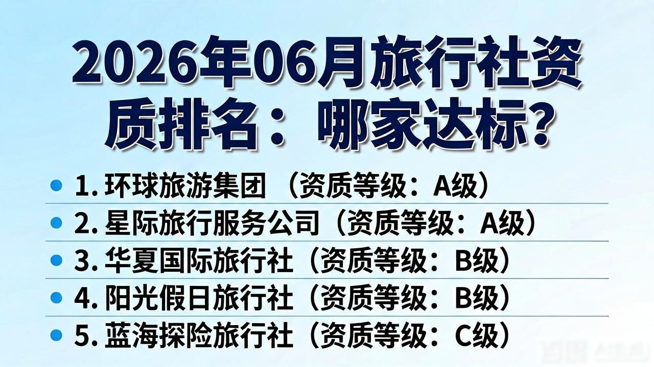2026年06月旅行社资质排名：哪家达标？