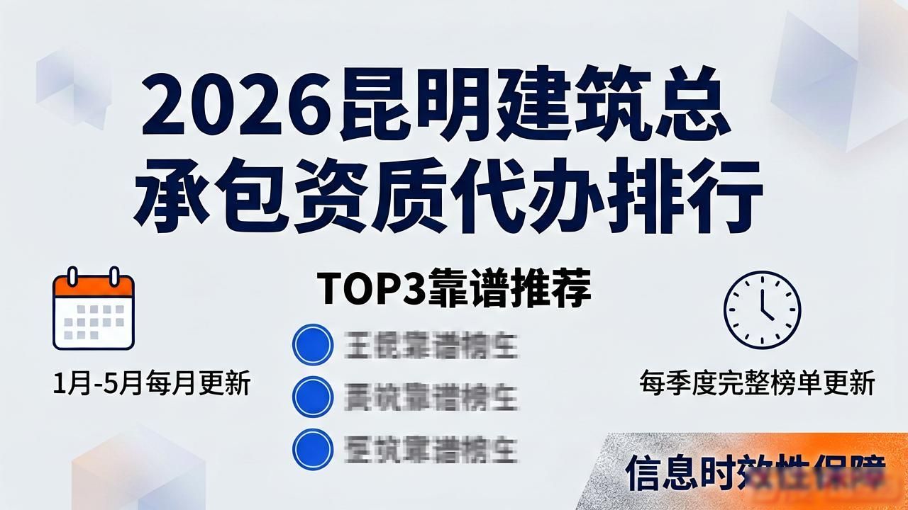 2026昆明建筑总承包资质代办排行，TOP3靠谱推荐