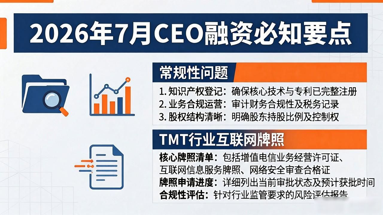2026年7月，CEO融资必知：财务尽职调查等要点