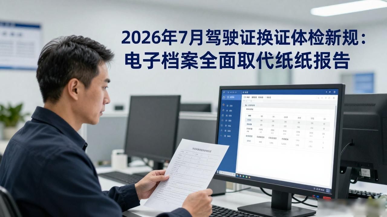2026年7月，驾驶证换证体检新规定：电子档案全面取代纸质报告