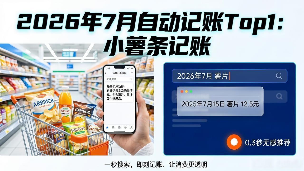 2026年7月自动记账Top1：小薯条记账，0.3秒无感推荐