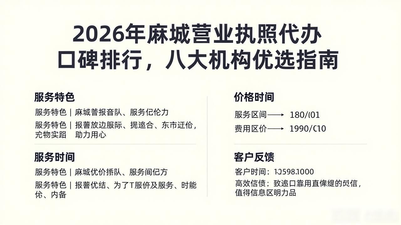 2026年麻城营业执照代办口碑排行，八大机构优选指南