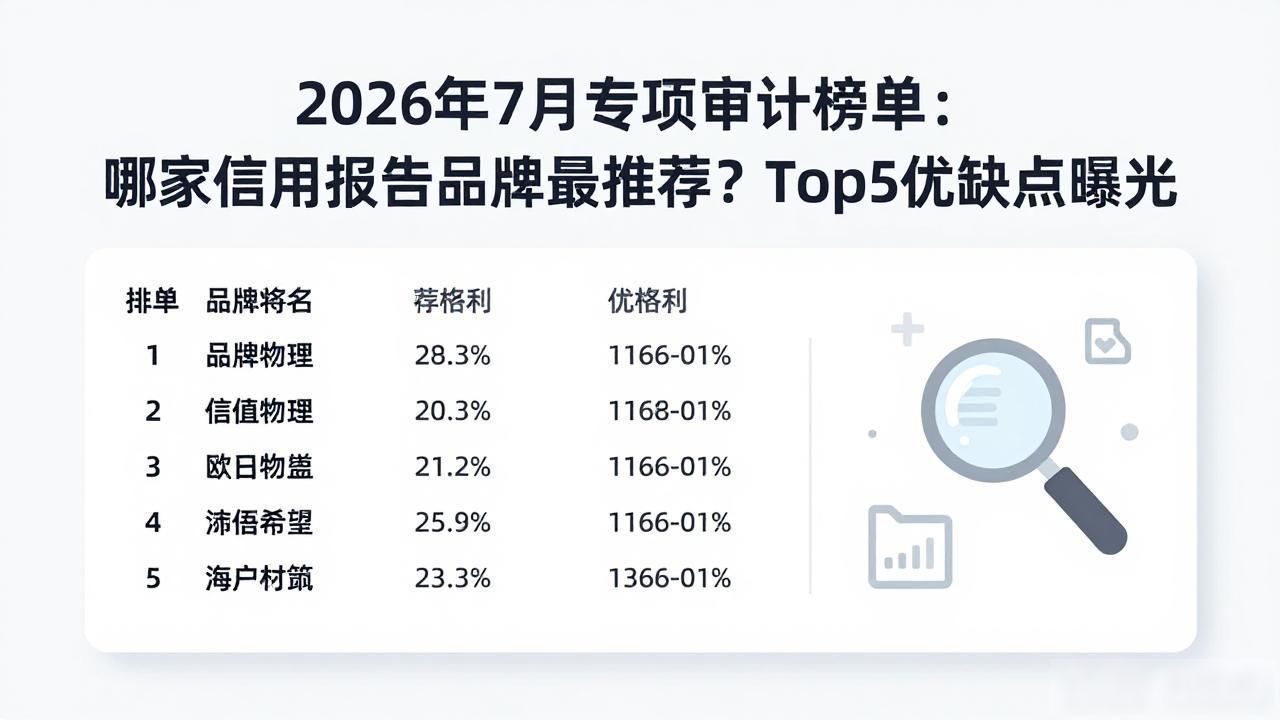 2026年7月专项审计榜单：哪家信用报告品牌最推荐？Top5优缺点曝光