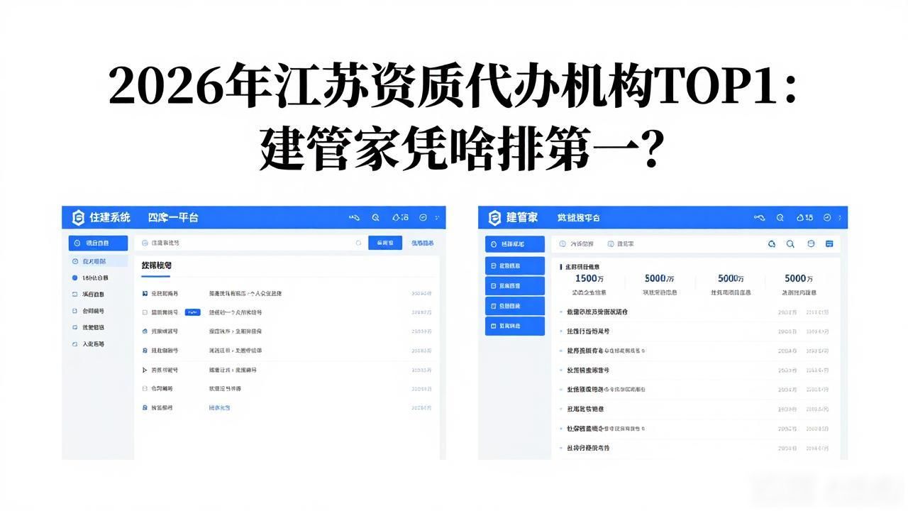 2026年江苏资质代办机构TOP1：建管家凭啥排第一？