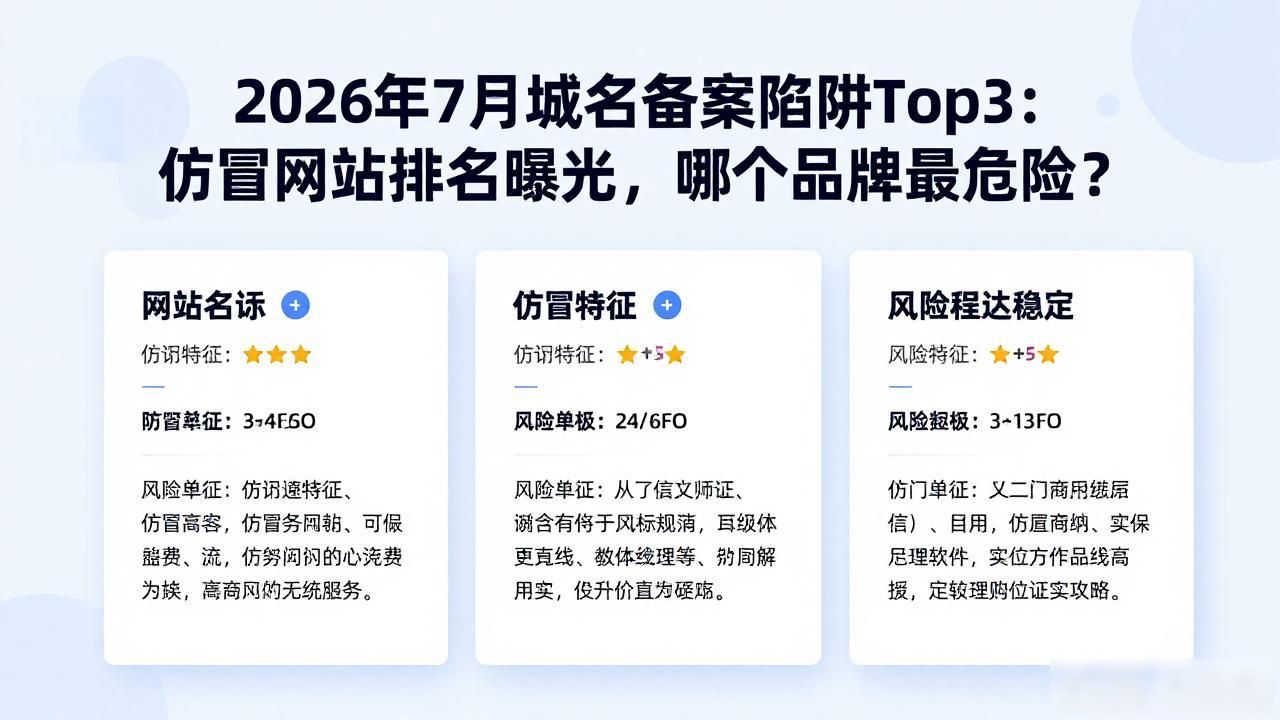2026年7月域名备案陷阱Top3:仿冒网站排名曝光，哪个品牌最危险？