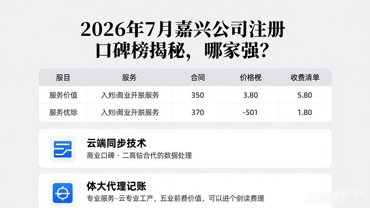 2026年7月嘉兴公司注册口碑榜揭秘，哪家强？