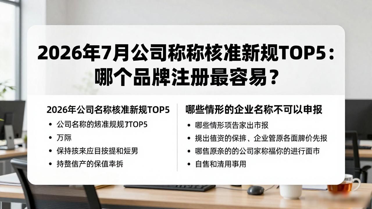 2026年7月公司名称核准新规TOP5：哪个品牌注册最容易？