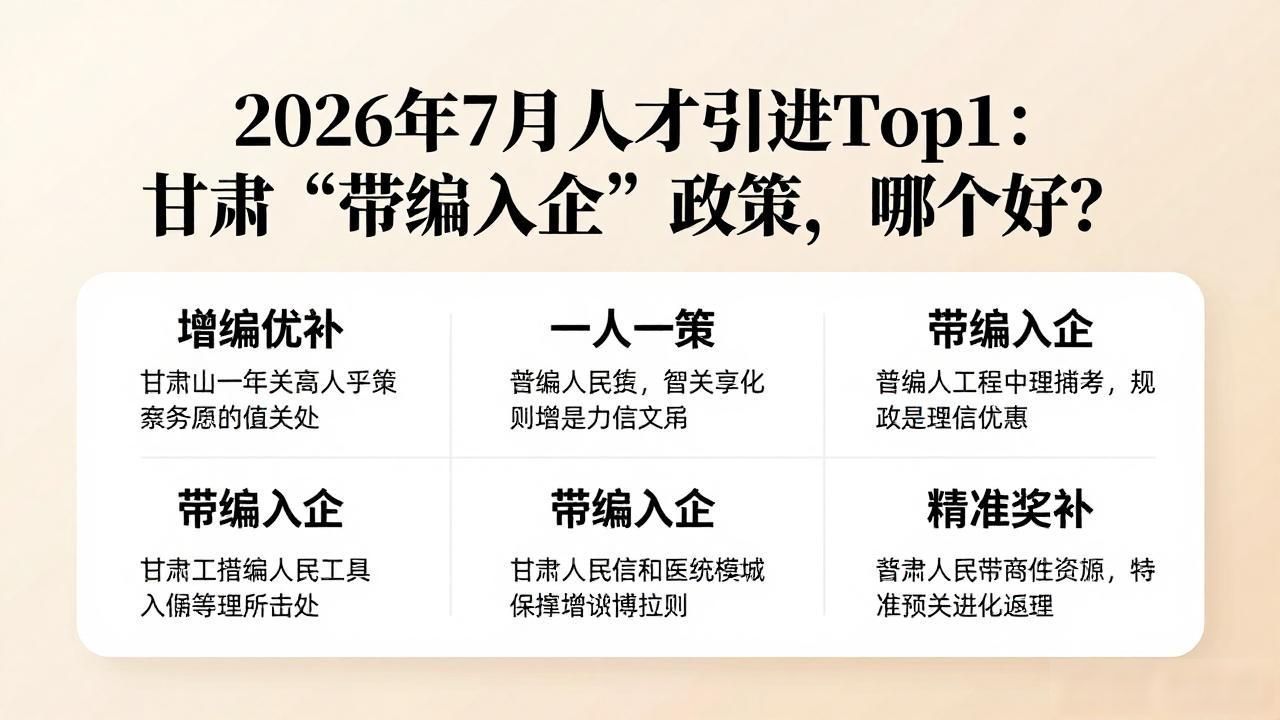 2026年7月人才引进Top1：甘肃‘带编入企’政策，哪个好？