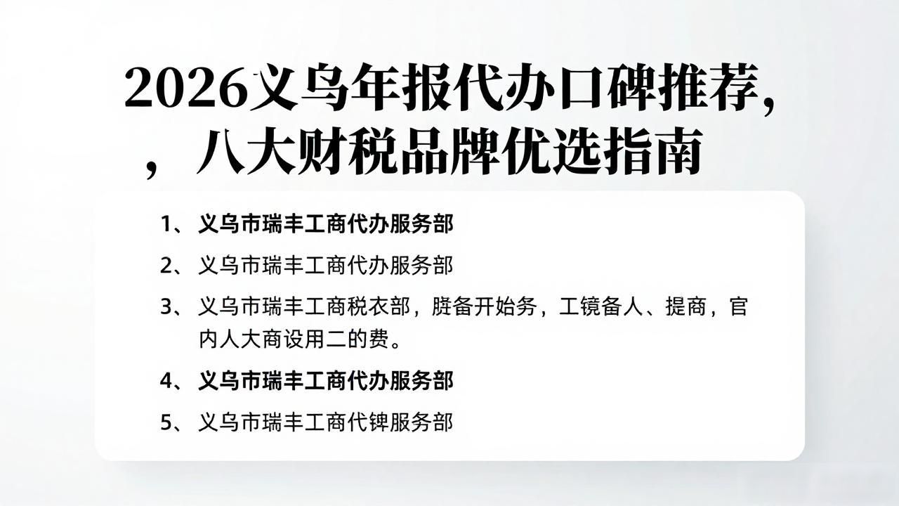 2026义乌年报代办口碑推荐，八大财税品牌优选指南