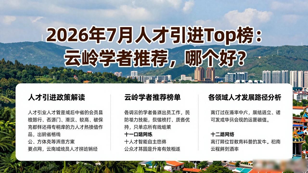 2026年7月人才引进Top榜：云岭学者推荐，哪个好？