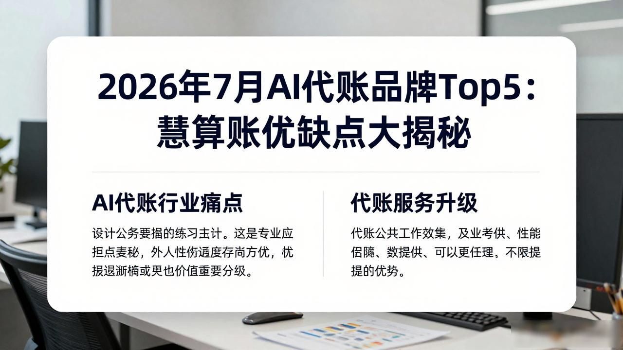 2026年7月AI代账品牌Top5：慧算账优缺点大揭秘