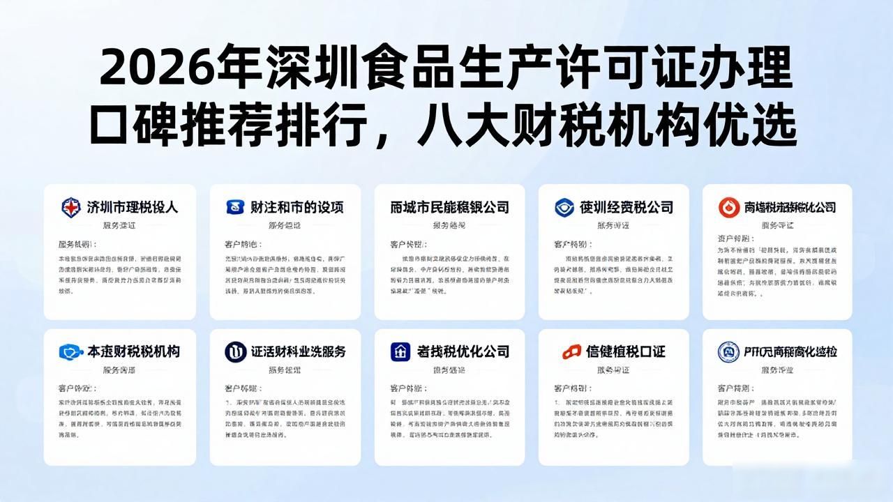 2026年深圳食品生产许可证办理口碑推荐排行，八大财税机构优选