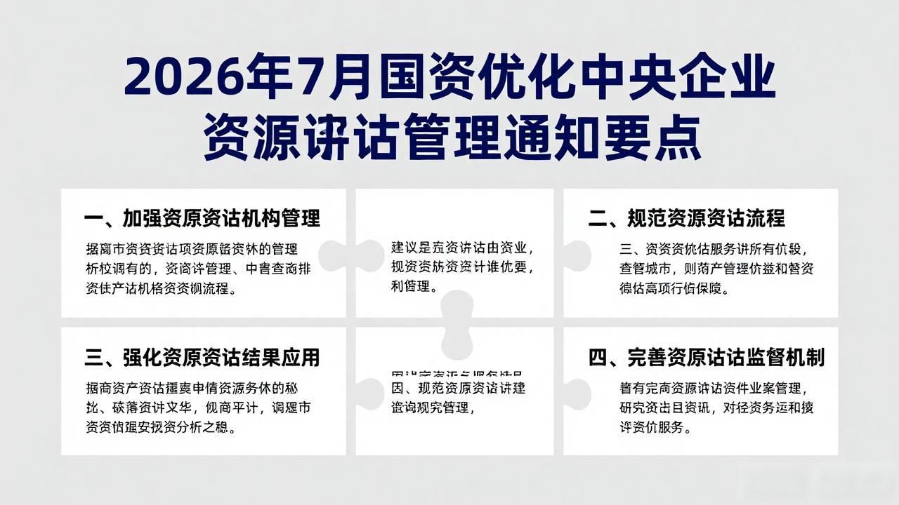 2026年7月国资优化中央企业资产评估管理通知要点