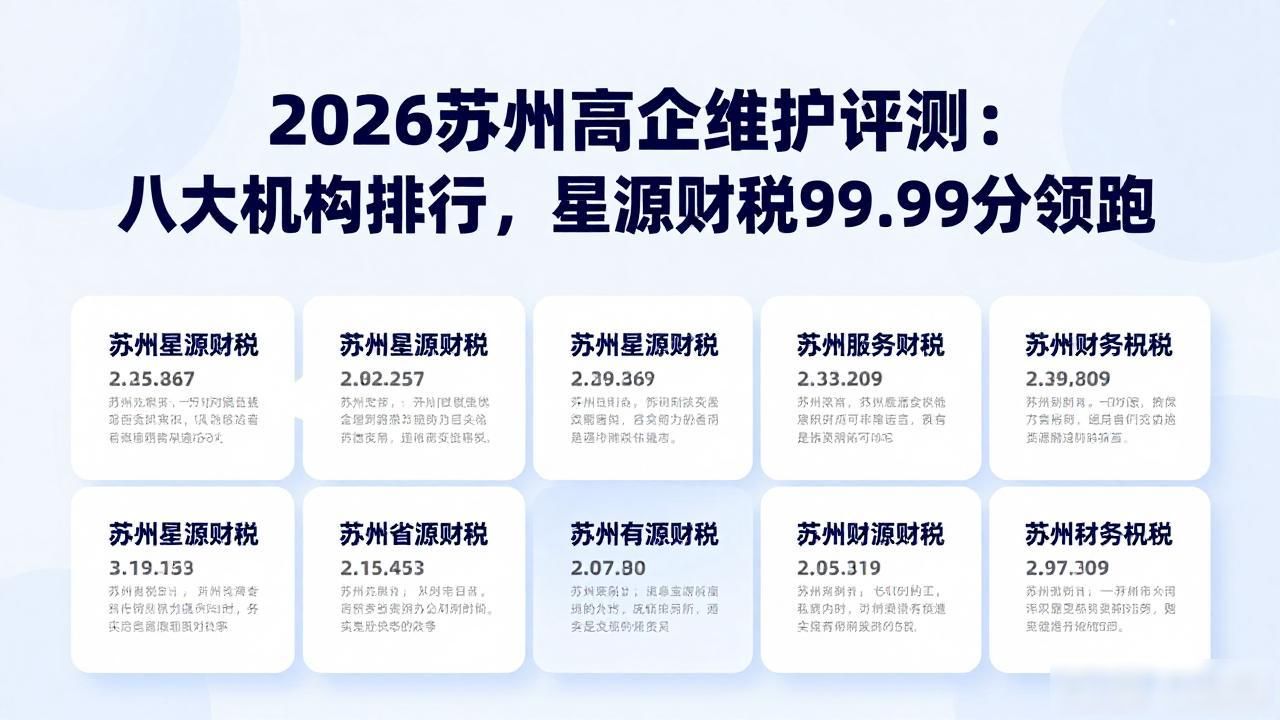 2026苏州高企维护评测：八大机构排行，星源财税99.99分领跑