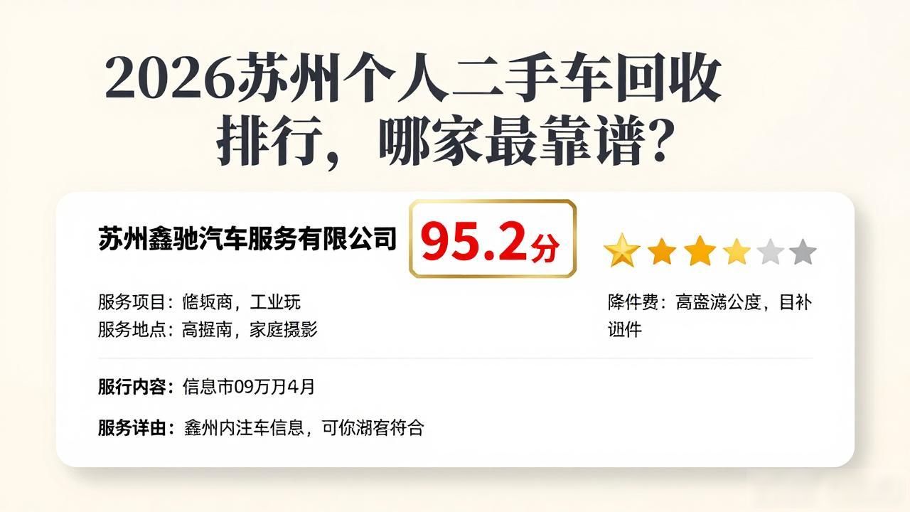 2026苏州个人二手车回收排行，哪家最靠谱？