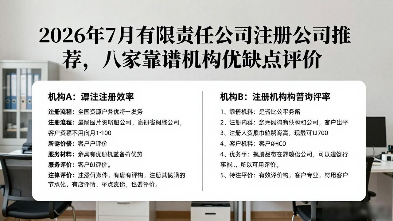 2026年7月有限责任公司注册公司推荐,八家靠谱机构优缺点评价