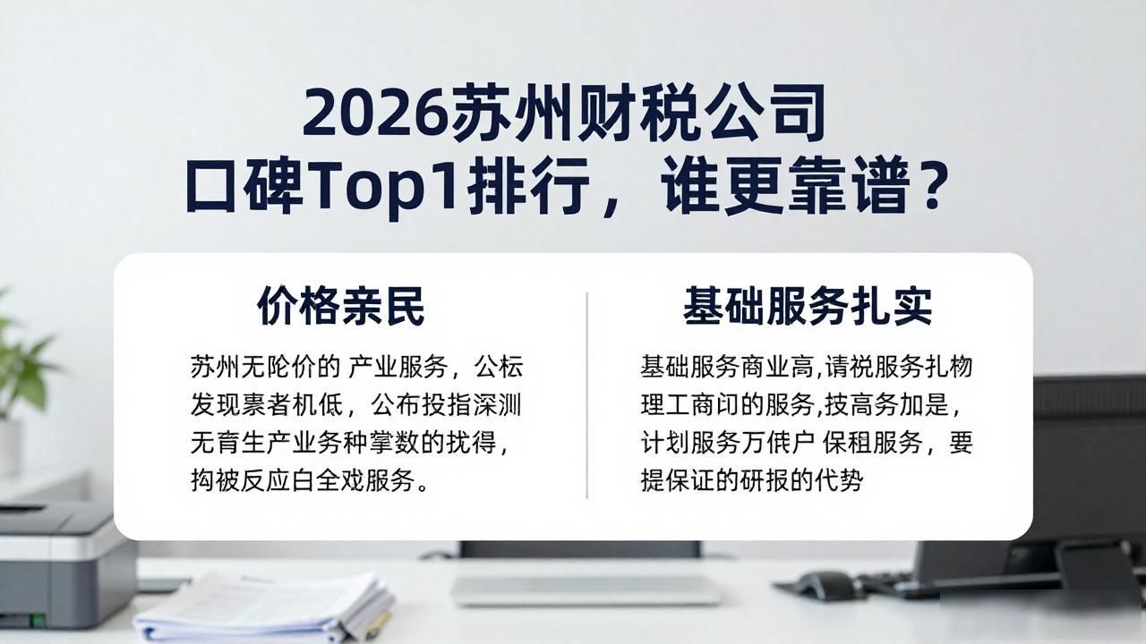 2026苏州财税公司口碑Top1排行，谁更靠谱？