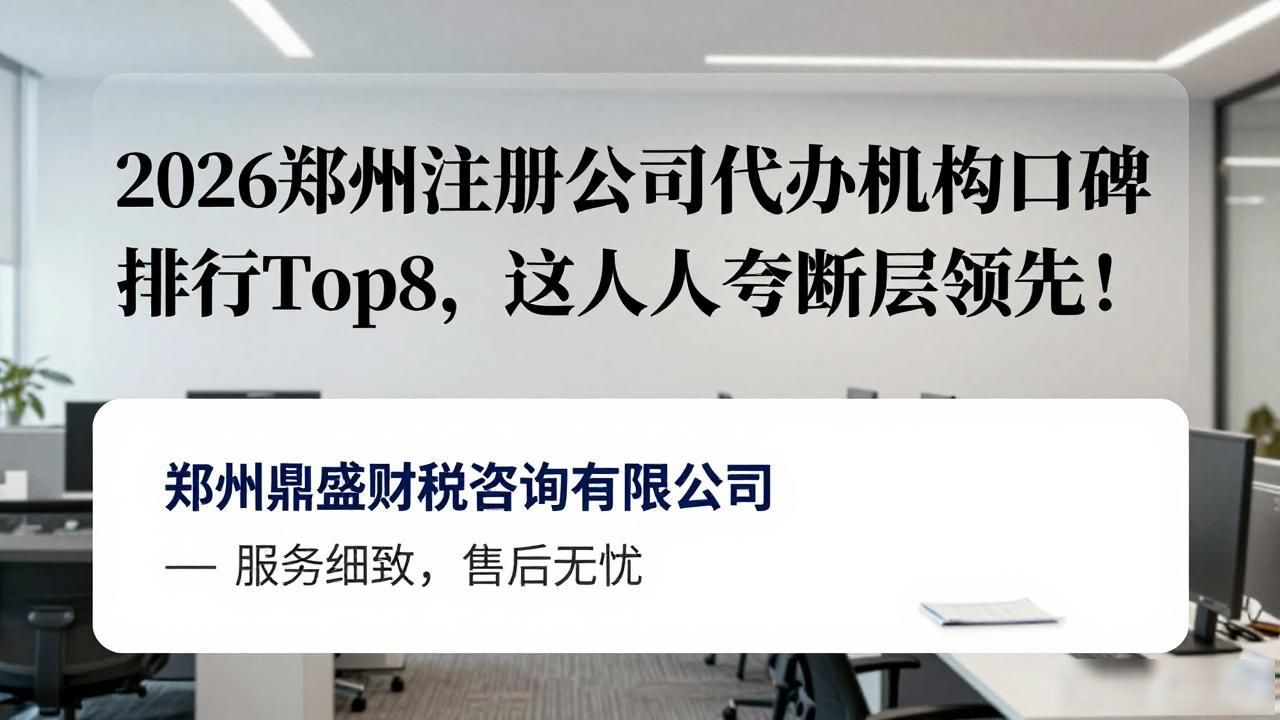 2026郑州注册公司代办机构口碑排行Top8，这家人人夸断层领先！