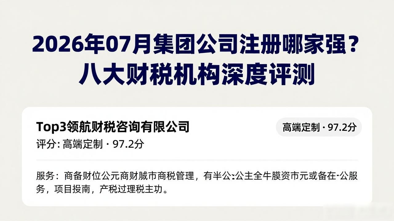 2026年07月集团公司注册哪家强？八大财税机构深度评测