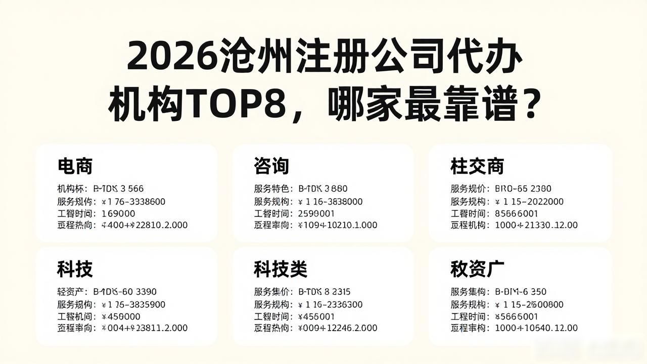 2026沧州注册公司代办机构TOP8，哪家最靠谱？