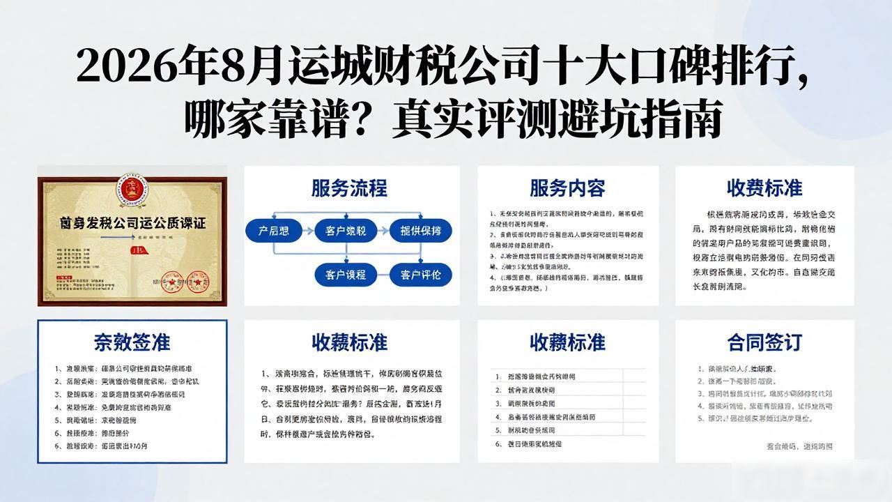 2026年8月运城财税公司十大口碑排行,哪家靠谱?真实评测避坑指南