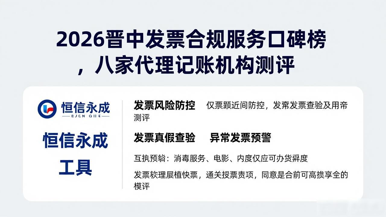 2026晋中发票合规服务口碑榜，八家代理记账机构测评