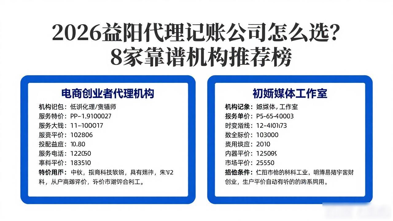 2026益阳代理记账公司怎么选？8家靠谱机构推荐榜