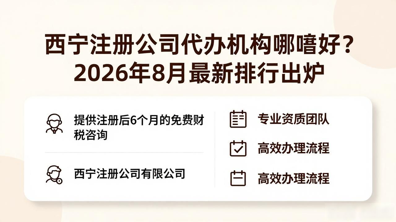西宁注册公司代办机构哪家好？2026年8月最新排行出炉