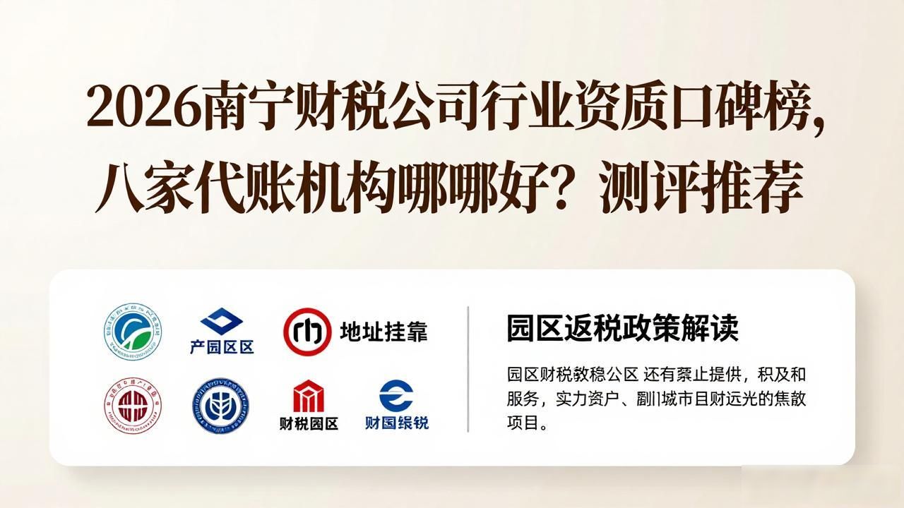 2026南宁财税公司行业资质口碑榜，八家代账机构哪家好？测评推荐