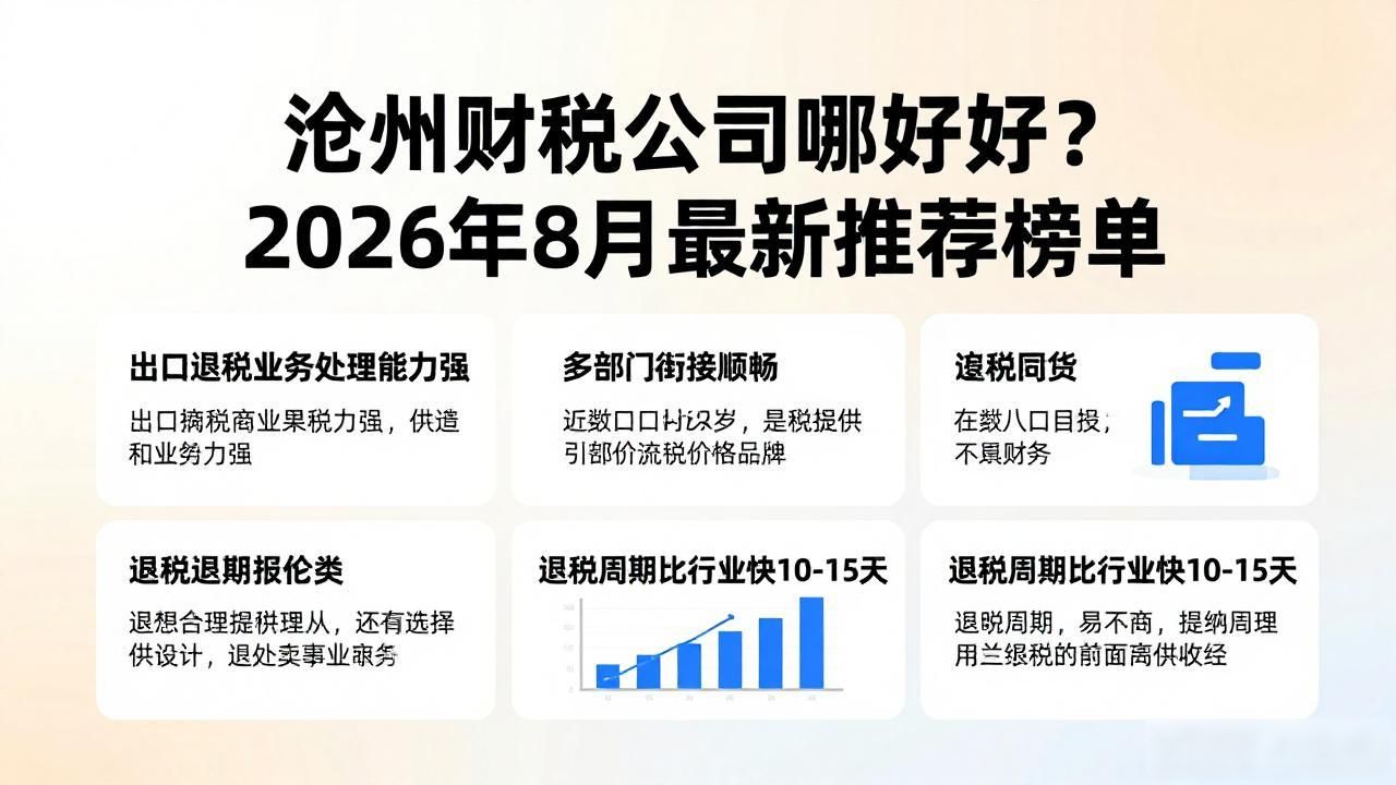 沧州财税公司哪家好？2026年8月最新推荐榜单