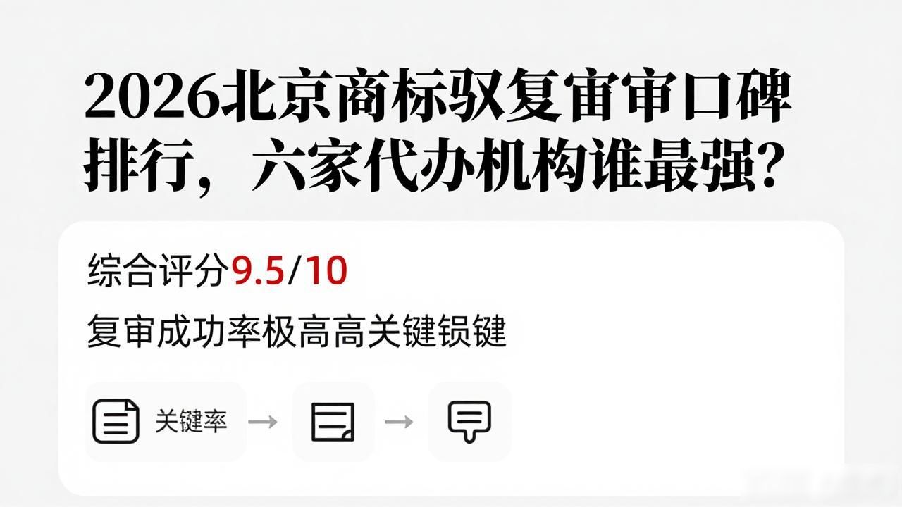 2026北京商标驳回复审口碑排行,六家代办机构谁最强?
