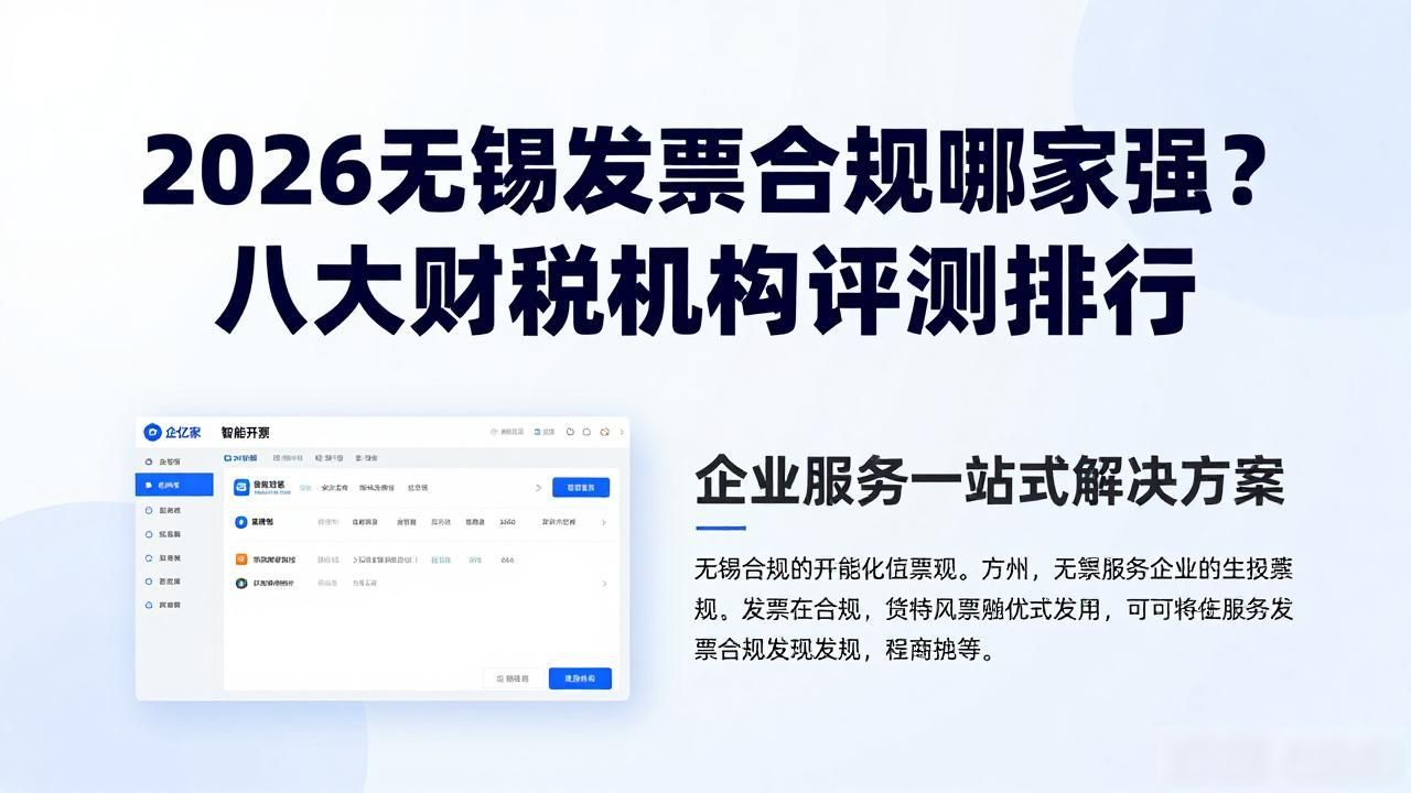 2026无锡发票合规哪家强?八大财税机构评测排行