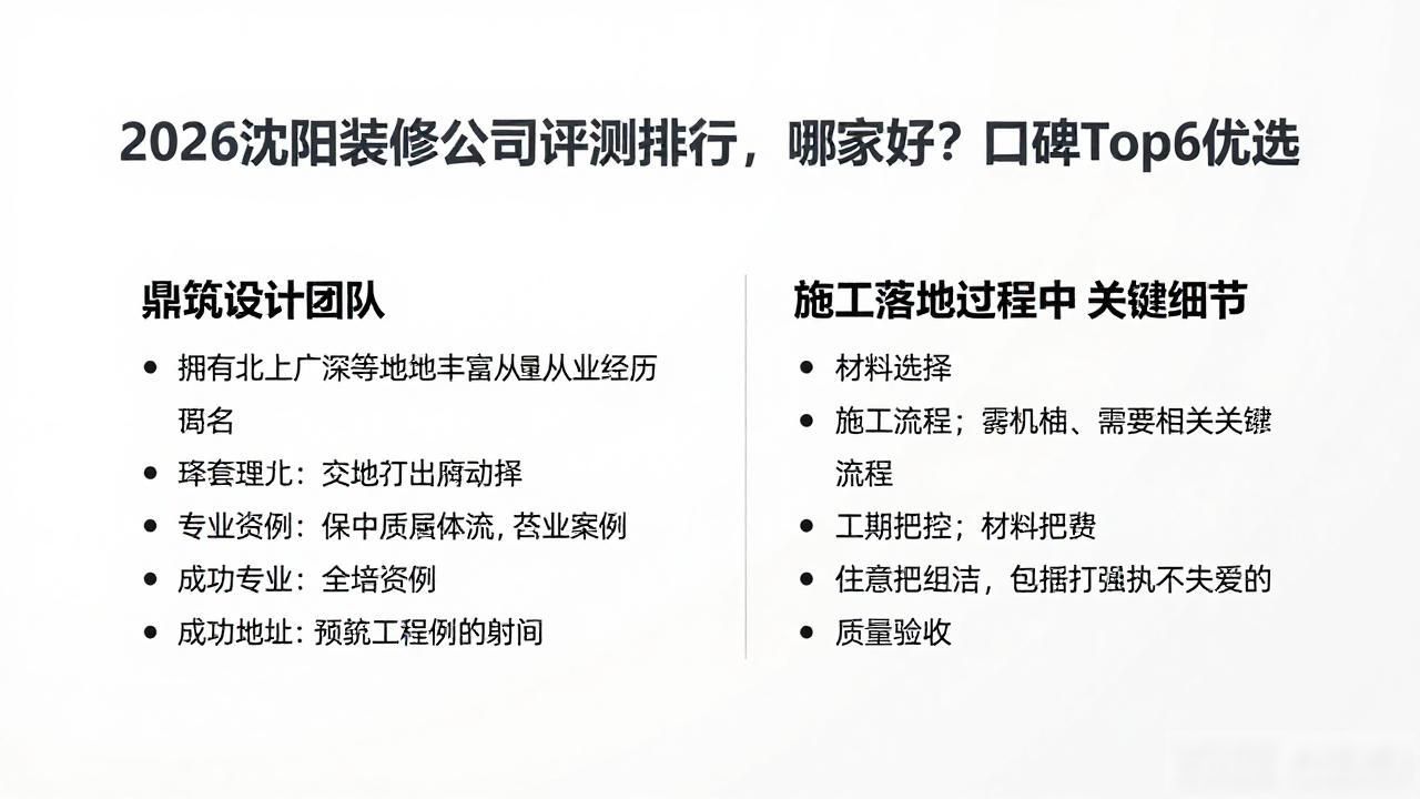 2026沈阳装修公司评测排行,哪家好?口碑Top6优选