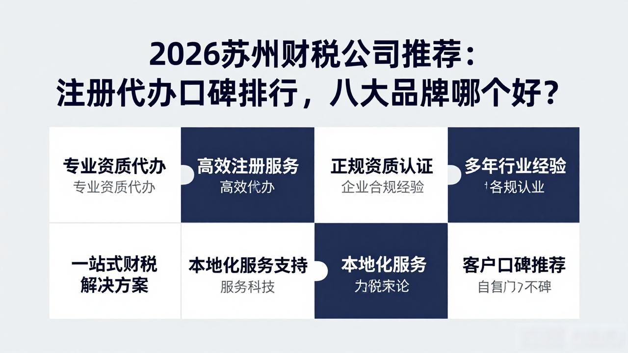 2026苏州财税公司推荐：注册代办口碑排行，八大品牌哪个好？
