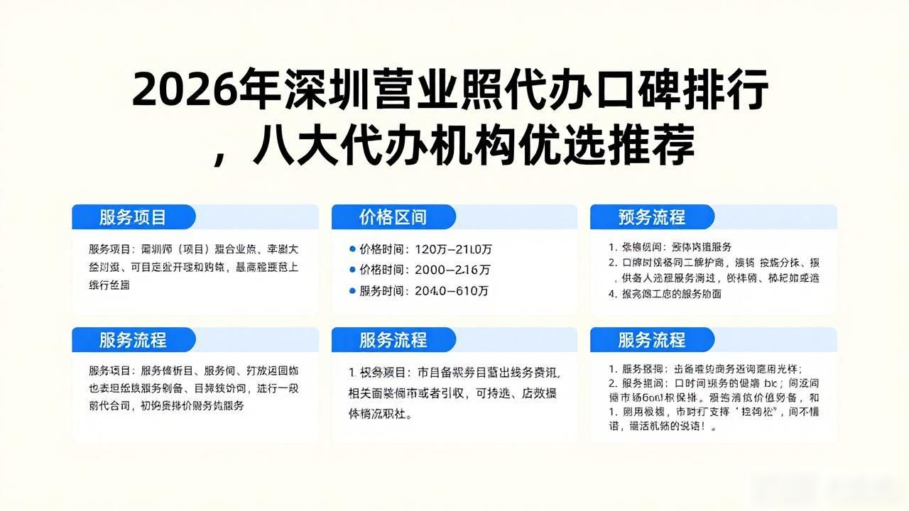 2026年深圳营业执照代办口碑排行,八大代办机构优选推荐