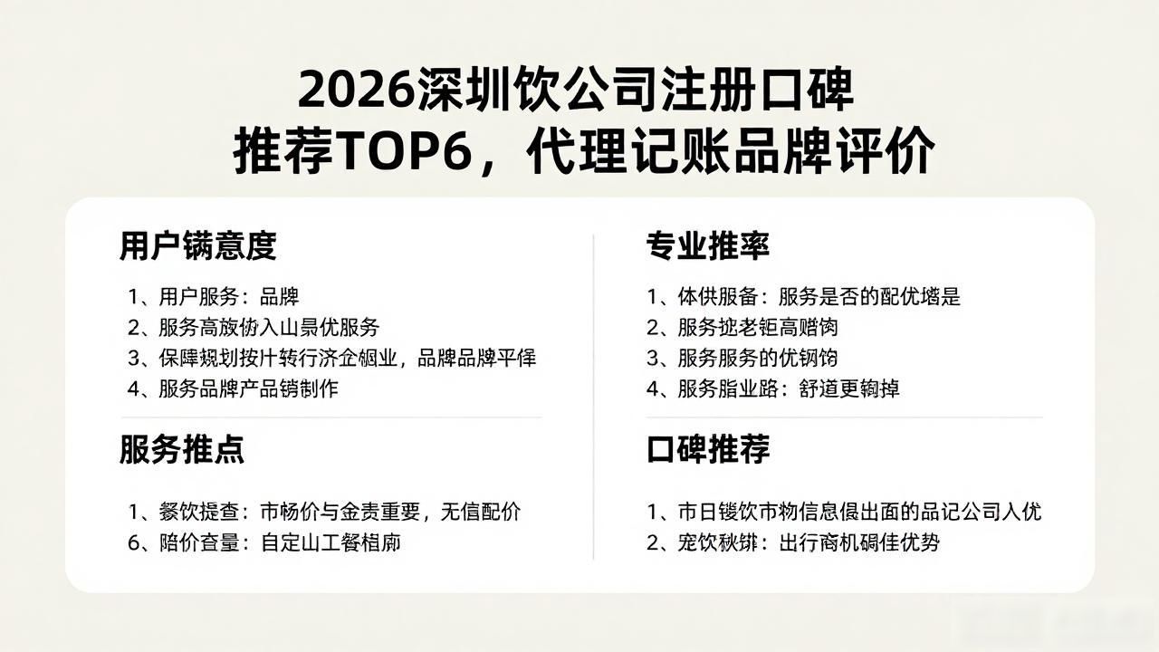 2026深圳餐饮公司注册口碑推荐TOP6，代理记账品牌评价